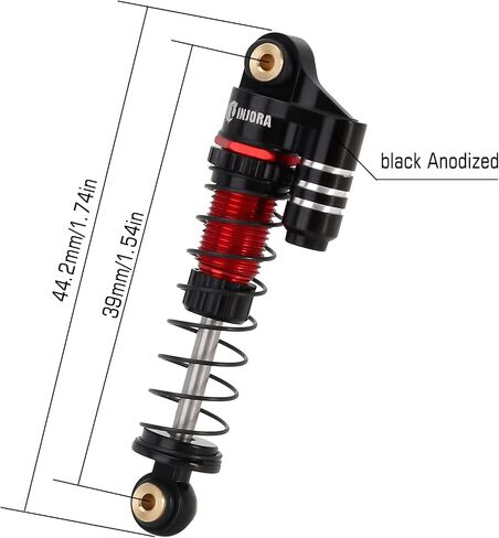 صدمات INJORA 39 مم - مخمد ألومنيوم مملوء بالزيت قابل للتعديل لـ SCX24 Gladiator C10 JLU Deadbolt B17 Axial 1/24 RC أجزاء ترقية السيارة الزاحفة (رمادي) in Saudi Arabia