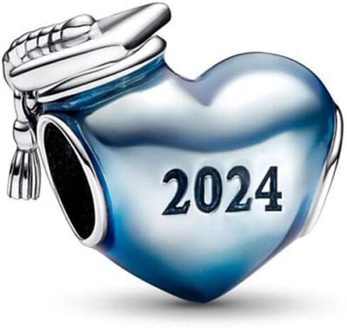 2024 قبعة التخرج دلايات البوم متوافقة مع باندورا أساور الذهب حلية القلب مجوهرات التخرج هدية لحفيدة in Saudi Arabia