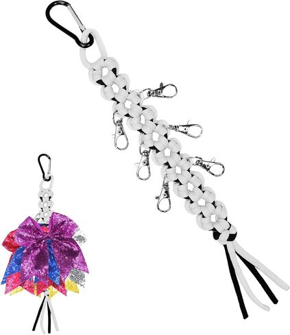 Cheer Bow Holder - Cheerleader Backpack Bow Organizer - Durable Paracord Hair Bow Hanger Cheer Bag Accessories - Cheerleading Gift for Cheer Teams - White/Black 1 Pack in Kuwait