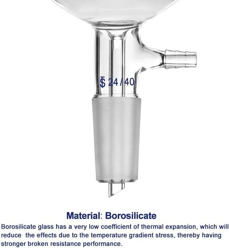Borosilicate Glass Buchner Filtering Funnel with Fine Frit (G3), 46mm Inner Diameter, 80mm Depth, with 24/40 Standard Taper Inner Joint and Vacuum Serrated Tubulation (100ml) in Saudi Arabia