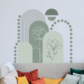 SUPERDANT Arch Wall Stickers Boho Wall Decal Rainbow Wall Art Decor Yellow-Brown Window Sticker Simple Room Art Decorations Decor for Bedroom Living Room Dining Room Cafe in Saudi Arabia