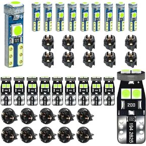 20pcs مصابيح اندفاعة ، مصابيح T5 T10 LED مع أضواء لوحة لوحة مقبس تويست ، مصباح مؤشر لوحة دائرة لوحة المعلومات ، مصباح قبة الخريطة الداخلية للسيارة (الأزرق الفاتح) in Kuwait