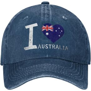 أنا أحب أستراليا - علم القلب القابل للتعديل Cowboy Capball Cap Men Women Casual Dad Hat3 Navy Blue in Saudi Arabia