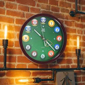 Large Billiard Pool Ball Clock 14 Inch Triangle Pool Table Wall Clock with Solid Wood Frame Snooker Game for Billiards, Pool, Game Room in Saudi Arabia