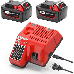 18 فولت 5.0AH استبدال بطارية الليثيوم لبطارية ميلووكي M18 وشاحن 48-11-1850 ، متوافق مع شاحن بطارية ميلووكي 18V وأدوات الطاقة اللاسلكية in Kuwait