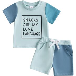 Toddler Baby Boy Summer Outfit Short Sleeve T Shirt Top Casual Shorts Set Infant Newborn Clothes 6 12 18 24 Month 2T in Kuwait