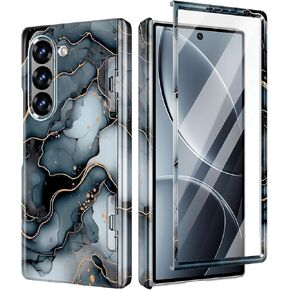 حافظة Btscase لهاتف Samsung Galaxy Z Flip 6 مغناطيسية مع حماية مفصلية، [واقي شاشة أمامي مدمج] [متوافق مع MagSafe] حافظة رخامية رفيعة واقية لكامل الجسم مضادة للصدمات للنساء والرجال، ذهبي وردي in Kuwait