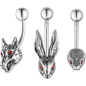 HZMAN Belly Button Rings for Women 14G Surgical Steel Belly Rings Gothic Animal Belly Rings Navel Piercing Jewelry in Saudi Arabia