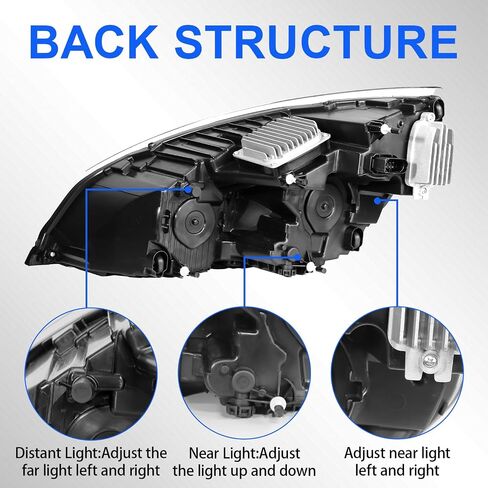 Headlights Compatible with Freightliner Cascadia 2018 2019 2020 2021 2022 2023 2024 LED Black Housing Headlights (Right Passenger Side) in Kuwait