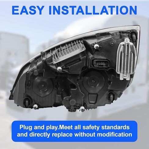 Headlights Compatible with Freightliner Cascadia 2018 2019 2020 2021 2022 2023 2024 LED Black Housing Headlights (Right Passenger Side) in Kuwait