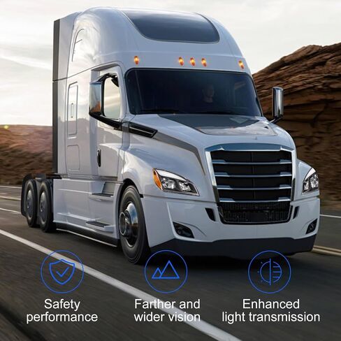 Headlights Compatible with Freightliner Cascadia 2018 2019 2020 2021 2022 2023 2024 LED Black Housing Headlights (Right Passenger Side) in Kuwait