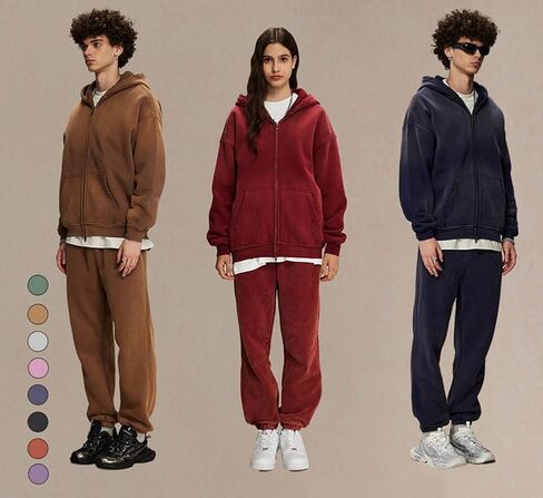 Mens Oversized Acid Wash Hoddies Zip Up Unisex Streetwear Hoddies Trendy Vintage Sweatshirt in Kuwait