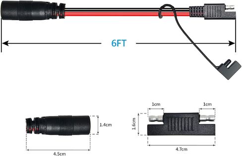 موصل SAE إلى محول الذكور DC8MM 14 كابل تمديد AWG مع محول DC 55mm*25mm ومحول عكسي للقطبية لمحطة الطاقة المحمولة للوحة الشمسية (2 قدم) in Kuwait