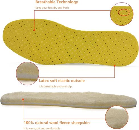 Ronsan Sheepskin Insooles للنساء والرجال ، النعال الصوف الدافئة للطقس البارد قطع إلى حجم الإدراج البديلة Farry Freece للأحذية أحذية أحذية الثلج أعمال أحذية عمل (الرجال 6.5-7.5/نساء 8-9) in Saudi Arabia