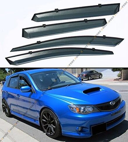 JDM Clip-On Smoke Tinted Window Visor Vent Weather Guard Compatible with Fits for 2008-2014 Impreza WRX STi in Saudi Arabia