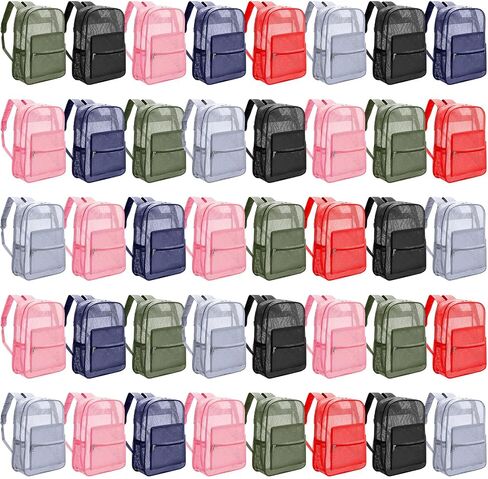 Amylove 12 Pcs Backpacks Bulk 17 Inch See Through Mesh Backpacks Heavy Duty for Sports Travel Donation Charities (Classic Color) in Saudi Arabia