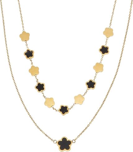 Palm Beach Jewelry أصلي أسود أونيكس الذهب المطلي بالفولاذ المقاوم للصدأ المقاوم من الفولاذ المقاوم للصدأ من 17 إلى 19 بوصة in Saudi Arabia