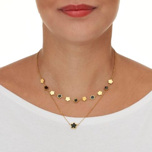 Palm Beach Jewelry أصلي أسود أونيكس الذهب المطلي بالفولاذ المقاوم للصدأ المقاوم من الفولاذ المقاوم للصدأ من 17 إلى 19 بوصة in Saudi Arabia
