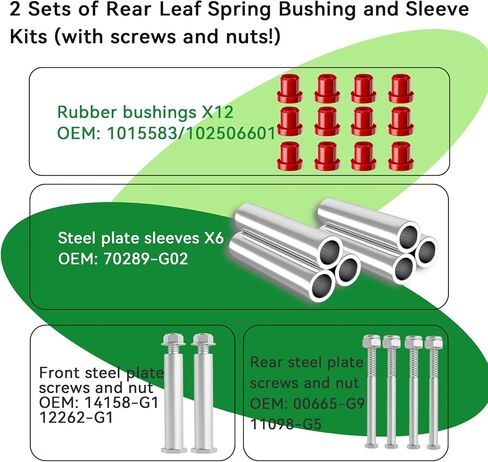 EZGO TXT Rear Leaf Spring Bushing and Sleeve Kits with Screws and Nurs-Suitable for EZGO TXT & PDS Gas and Electric Golf Carts,OEM# 70289-G02, 14158-G1, 1015583 in Saudi Arabia