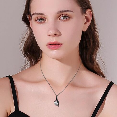 Skull Necklace 925 Sterling Silver Skeleton Skull Hand Pendant Necklace with Heart Crystal Gothic Punk Skeleton Jewelry Gifts for Women Christmas Halloween Birthday in Saudi Arabia