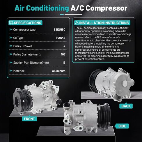 A/C ضاغط ملاءمة لهجة Hyundai ، لـ Kia Rio 2012-2017 1.6L L4 ضاغط الهواء مع القابض CO 20765C استبدال السيارات AC Kit 977011R100 ، 977011W600 in Kuwait