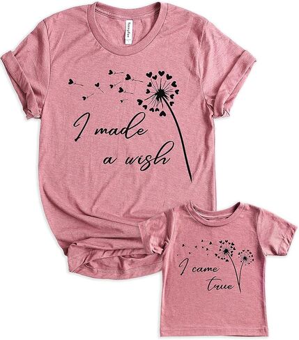 Teeny Fox I Made a Wish I Came True Mother Daughter Matching Outfits Mom and Me Cute Family Shirts in Kuwait
