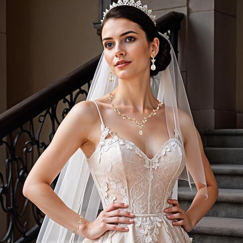 Gold Prom Jewelry Sets For Women Elegant Crystal Necklace Earrings Bracelet Bridal Wedding Jewelry Sets For Brides Bridesmaids Wedding Party Mother Wife Daughter Sister in Saudi Arabia