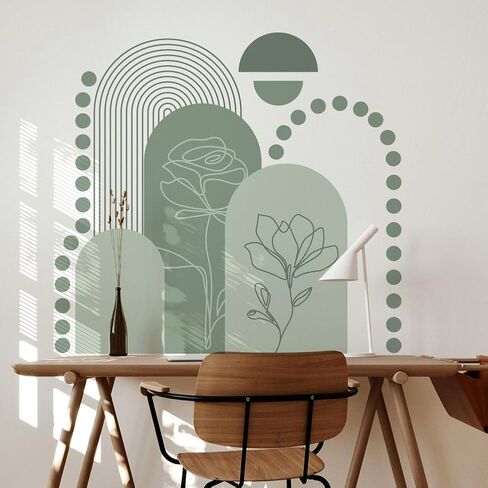 SUPERDANT Arch Wall Stickers Boho Wall Decal Rainbow Wall Art Decor Yellow-Brown Window Sticker Simple Room Art Decorations Decor for Bedroom Living Room Dining Room Cafe in Saudi Arabia
