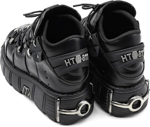 Kluolandi منصة المعادن للسيدات القوطية أحذية الشرير على غرار أحذية القتال القتالية في الكاحل bootie biker biker biker boots in Kuwait