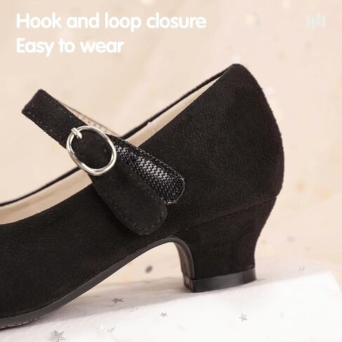 Hehainom Girls Mary Jane Dress Shoes Rhinestones Bows Flower Girl Wedding Princess Low Heels Toddler Little Kids Pump Shoes in Saudi Arabia