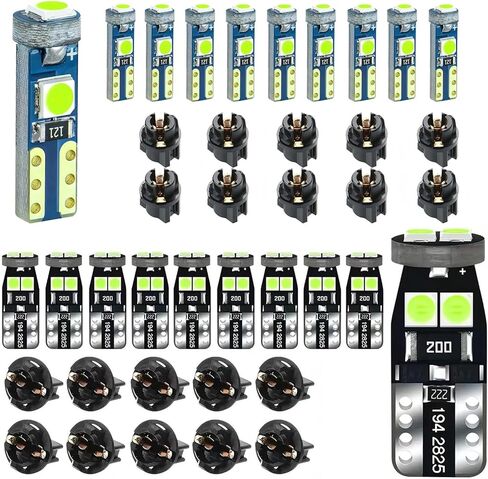 20pcs مصابيح اندفاعة ، مصابيح T5 T10 LED مع أضواء لوحة لوحة مقبس تويست ، مصباح مؤشر لوحة دائرة لوحة المعلومات ، مصباح قبة الخريطة الداخلية للسيارة (الأزرق الفاتح) in Kuwait