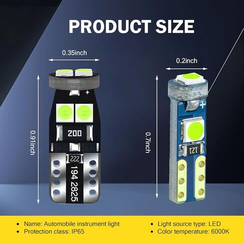 20pcs مصابيح اندفاعة ، مصابيح T5 T10 LED مع أضواء لوحة لوحة مقبس تويست ، مصباح مؤشر لوحة دائرة لوحة المعلومات ، مصباح قبة الخريطة الداخلية للسيارة (الأزرق الفاتح) in Kuwait