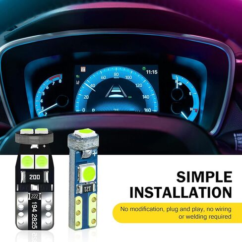 20pcs مصابيح اندفاعة ، مصابيح T5 T10 LED مع أضواء لوحة لوحة مقبس تويست ، مصباح مؤشر لوحة دائرة لوحة المعلومات ، مصباح قبة الخريطة الداخلية للسيارة (الأزرق الفاتح) in Kuwait