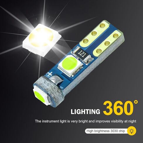 20pcs مصابيح اندفاعة ، مصابيح T5 T10 LED مع أضواء لوحة لوحة مقبس تويست ، مصباح مؤشر لوحة دائرة لوحة المعلومات ، مصباح قبة الخريطة الداخلية للسيارة (الأزرق الفاتح) in Kuwait