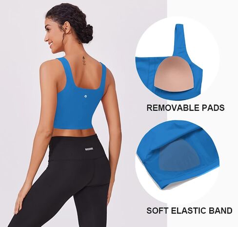 PINSPARK Sports Bra for Women Square Neck Longline Tank Top with Built in Bra in Saudi Arabia