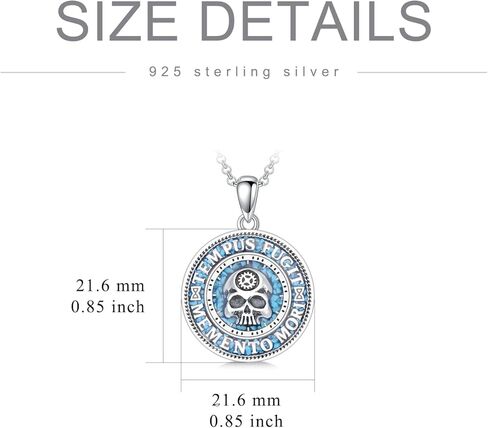 PROESS Memento Mori Necklace 925 Sterling Silver Hourglass Necklace Memento Mori Pendant Skull Pendant Jewelry for Men Women in Kuwait