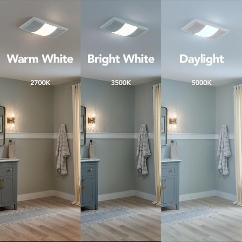 Broan-nutone Bhfled80 Powerheat Bathroom Fan ، سخان ، ومجموعة مصباح LED ، 80 CFM in Kuwait