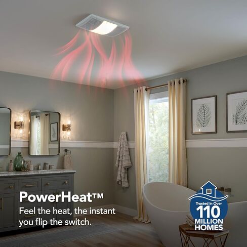 Broan-nutone Bhfled80 Powerheat Bathroom Fan ، سخان ، ومجموعة مصباح LED ، 80 CFM in Kuwait