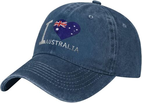 I Love Australia - Heart Flag Adjustable Classic Cowboy Baseball Cap Men Women Casual Dad Hat3 Navy Blue in Saudi Arabia