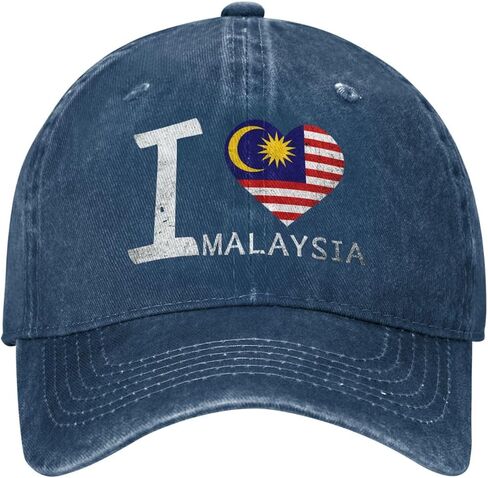 I Love Malaysia - Heart Flag Adjustable Classic Cowboy Baseball Cap Men Women Casual Dad Hat4 Navy Blue in Saudi Arabia