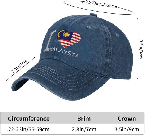 I Love Malaysia - Heart Flag Adjustable Classic Cowboy Baseball Cap Men Women Casual Dad Hat4 Navy Blue in Saudi Arabia