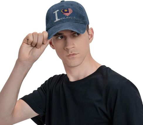 I Love Malaysia - Heart Flag Adjustable Classic Cowboy Baseball Cap Men Women Casual Dad Hat4 Navy Blue in Saudi Arabia