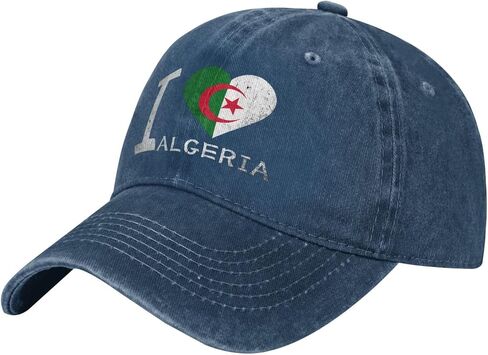 أحب الجزائر - علم القلب القابل للتعديل Cowboy Baseball Cap Men Women Casual Dad Hat1 Navy Blue in Saudi Arabia