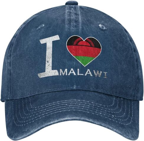 أنا أحب ملاوي - علم القلب القابل للتعديل Cowboy Baseball Cap Men Women Casual Dad Hat7 Navy Blue in Saudi Arabia