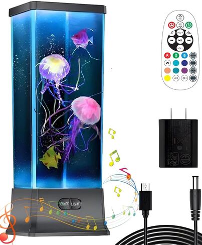 COLORLIFE Electric Jellyfish Tank Table Lamp with Color Changing Light Gift for Kids Men Women Home Deco for Room Mood Light for Relax(Black) in Saudi Arabia