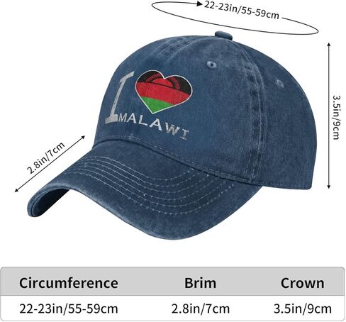 أنا أحب ملاوي - علم القلب القابل للتعديل Cowboy Baseball Cap Men Women Casual Dad Hat7 Navy Blue in Saudi Arabia