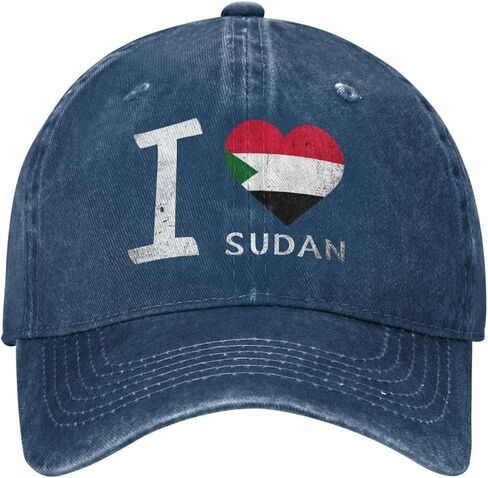 I Love Sudan - Heart Flag Adjustable Classic Cowboy Baseball Cap Men Women Casual Dad Hat1 Navy Blue in Saudi Arabia
