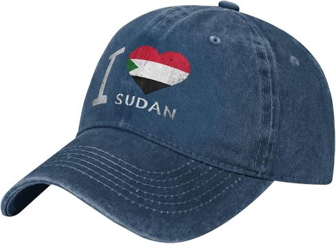 I Love Sudan - Heart Flag Adjustable Classic Cowboy Baseball Cap Men Women Casual Dad Hat1 Navy Blue in Saudi Arabia