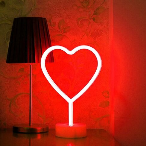 BHClight Pink Heart Neon Sign ، LED Neon Light Battery يتم تشغيله أو مصباح USB مدعومًا بعيد الحب ، وأضواء زخارف الطاولة لغرفة زواج زفاف ديكور الفصول الدراسية in Kuwait