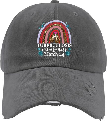 World Tuberculosis Awareness Marchs 24 Hat for Mens Washed Distressed Baseball Caps Fashion Washed Workout Hat Adjustable Dark Grey in Saudi Arabia